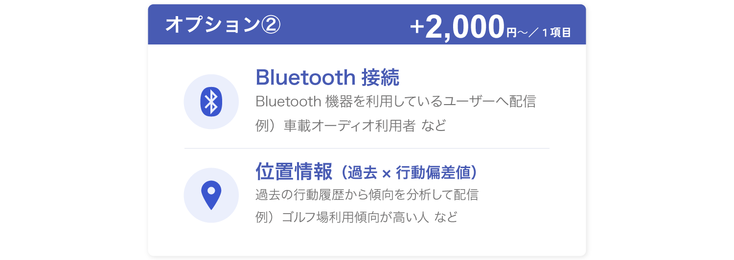オプション②　+2,000円/１項目でターゲティングをより細かく設定できます。